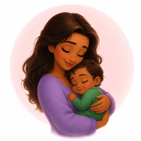Mãe abraçando bebê